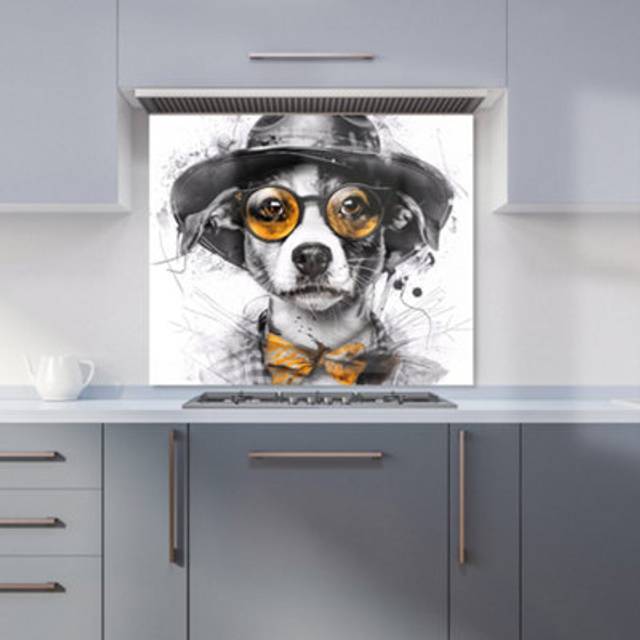 Warren Reed - Designer Stylish Jack Russell In Hat Kitchen Splashback W700Mm X H650Mm, Multi