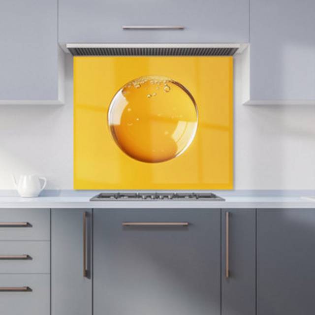 Warren Reed - Designer Solitary Yellow Bubble A Closer Look Kitchen Splashback W700Mm X H650Mm, Multi