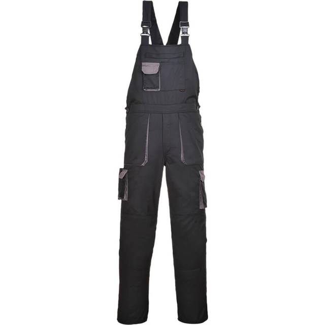 (4XL, Black) Portwest Mens Texo Contrast Bib And Brace Overall