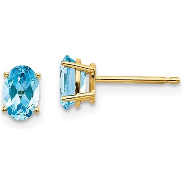 6 x 4 mm 14K Oval December & Blue Topaz Post Earrings