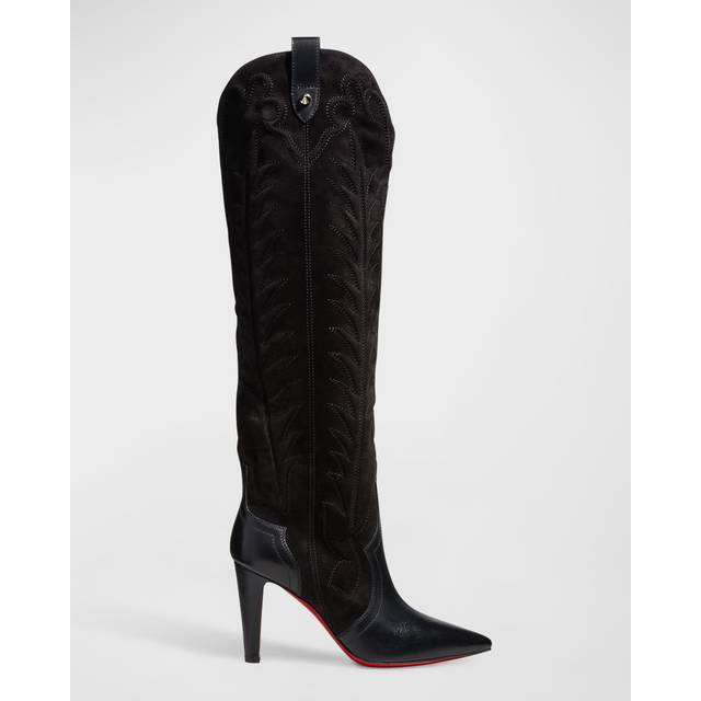 Christian Louboutin Santia Botta Suede-Leather Boots 85 - Red - 35.5