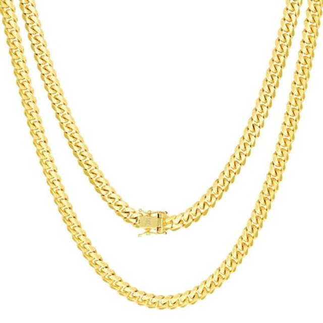 10k yellow gold solid mens 6mm miami cuban link chain necklace box clasp 18"-30"
