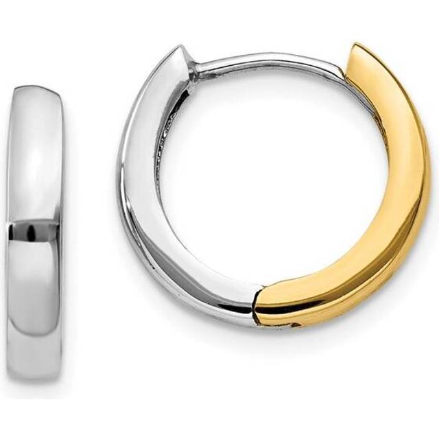 14K Two-Tone Round Hinged Hoop Earrings