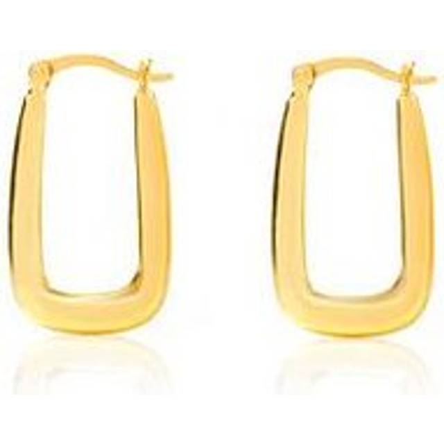 The Love Collection Gold Plated Sterling Silver Rectangle creole hoops, Gold, Women
