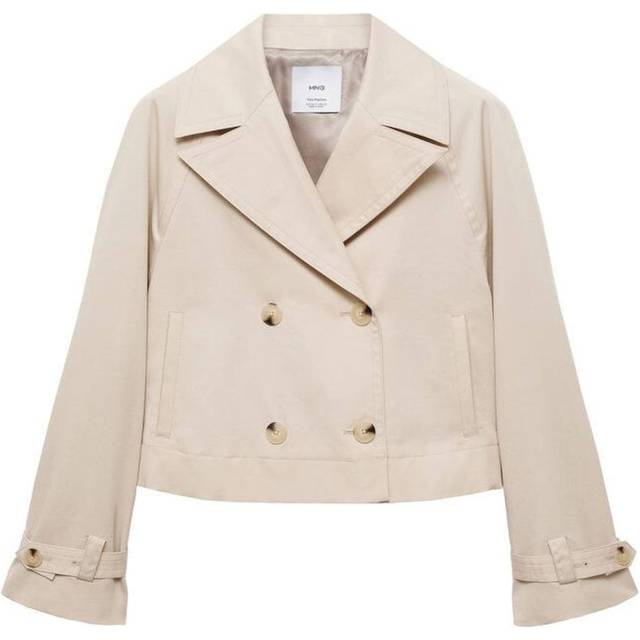 MANGO Cropped Trench Coat With Lapels Dam Jackor Stl. S - Från Magasin - Light Beige (S)