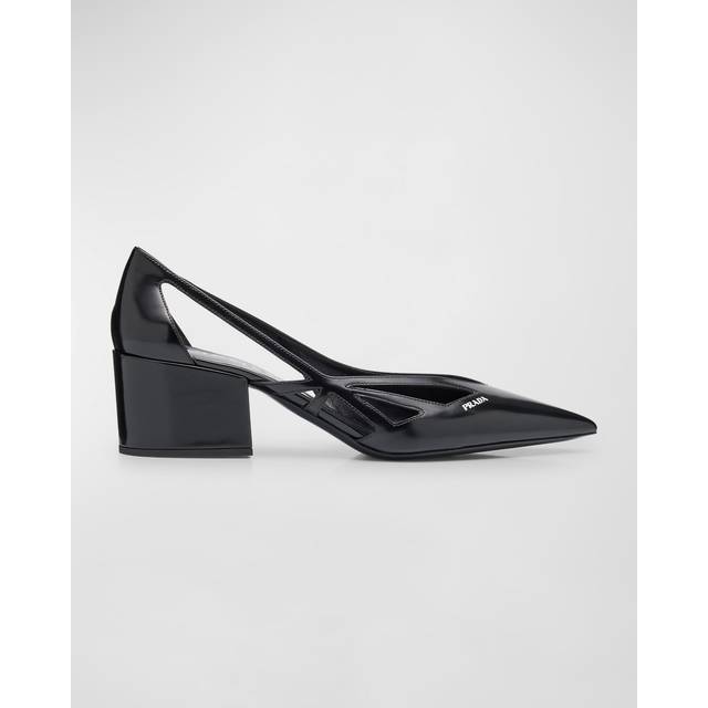 Prada Cutout Leather Pointy-Toe Pump