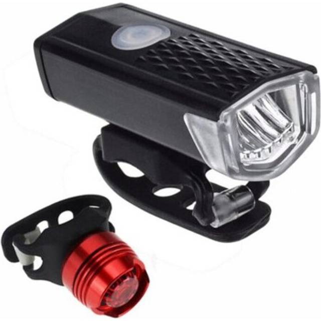 Mountain Bike Headlight Taillight Set Bicycle Usb Rechargeable Led Light Super Bright Flashing Black Lights & Reflectors