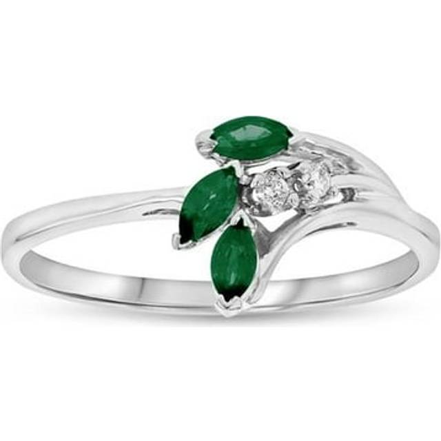 Louis Creations RL2221ED-8 0.28 CTW Emerald & Diamond Ring, 14K White Gold - Size 8