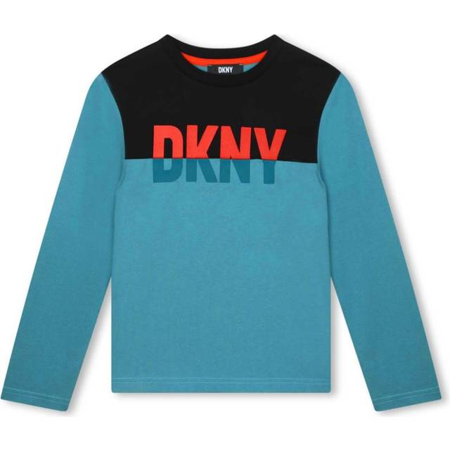 Dkny Kids - logo-print long-sleeve T-shirt - kids - Organic Cotton - 16 yrs - Blue