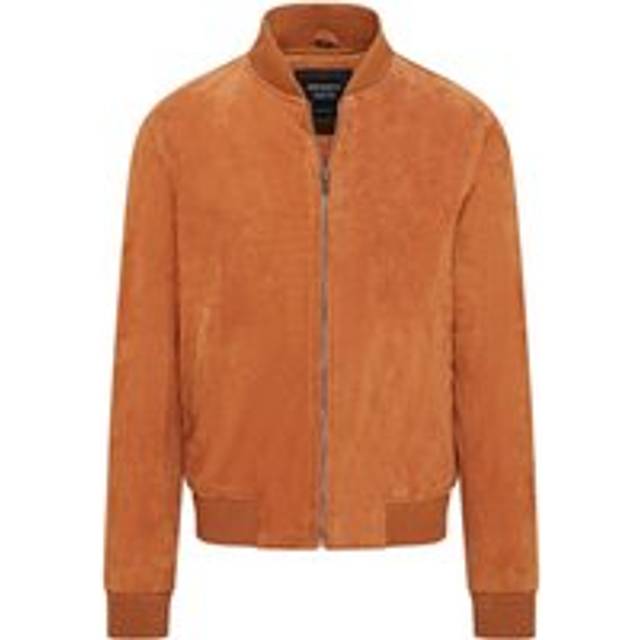 Infinity Leather Mens Soft Goat Suede MA-1 Varsity Bomber Jacket - Dalian - Tan - Size 2XL