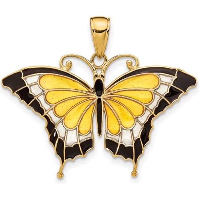 14K Yellow Gold Enameled Butterfly Pendant