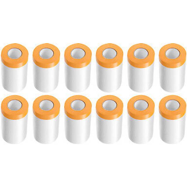 12 Rolls Pre-taped Masking Film 25.6x65.6ft Tape And Drape Plastic Drop Cloth