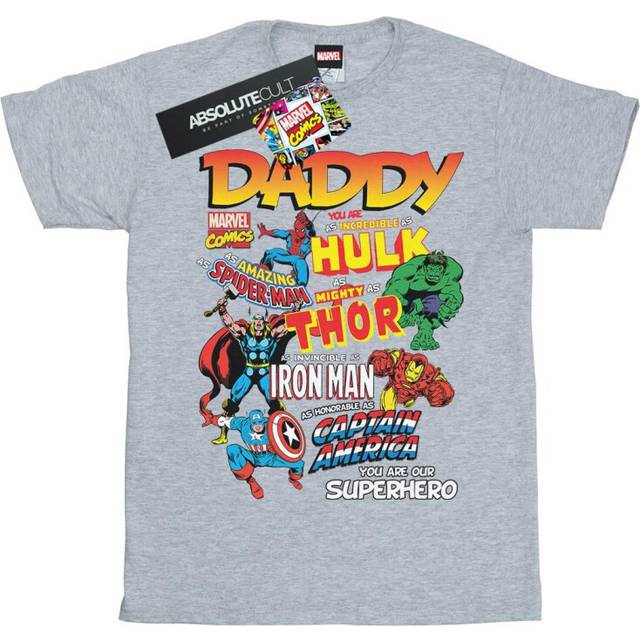 (XXL, Sports Grey) Marvel Mens Our Dad Superhero T-Shirt