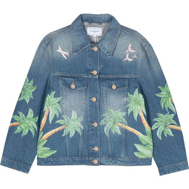 Casablanca - Tennis Club denim jacket - women - Cotton/Polyester - L - Blue
