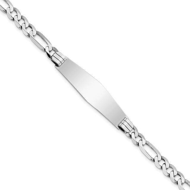 14K White Gold Figaro Link Soft Diamond Shape ID 8 in. Bracelet