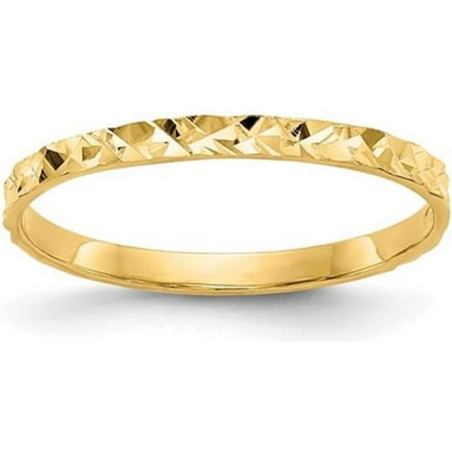 10K Yellow Gold Diamond-Cut Design Band Childs Ring - Size 3