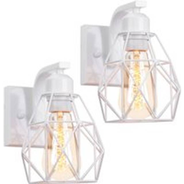 2PCS Retro Indoor Wall Lights Metal Cage Wall Sconce Modern Retro Wall Light White For Bedroom Kitchen Living Room