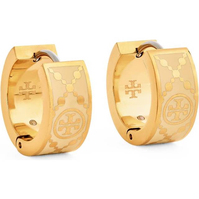 Tory Burch Small Double T Monogram Hoop Earrings - Gold - One size