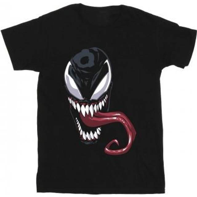 (7-8 Years, Black) Marvel Girls Venom Face Cotton T-Shirt