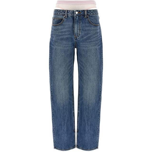 Slit Hem Jeans W/ Mesh Underwear - Lught Blue (28 - 30)
