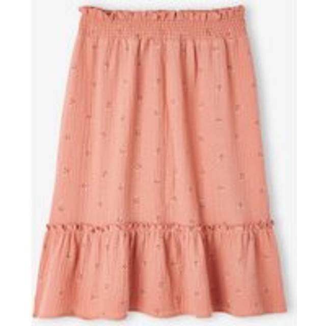 Long Skirt in Cotton Gauze with Floral Print, for Girls pink dark all over printed - PINK DARK ALL OVER PRINTED