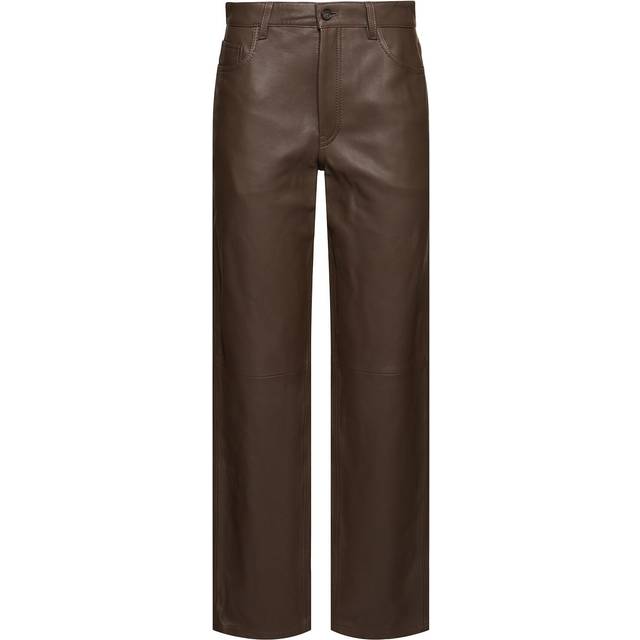 Toteme Five Pocket Leather Trouser in Bark - Brown. Size 34 (also in 32, 36, 38). (34)