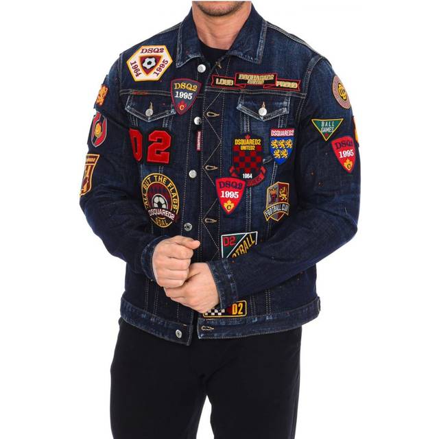 Dsquared2 Mens Denim jacket with patches S74AM1079-S30664 man - Blue - Size EU 46 (Mens)