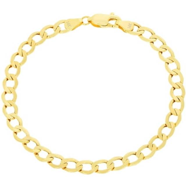 14k yellow gold 5.5mm italian curb cuban link chain bracelet mens women 7" 8" 9"