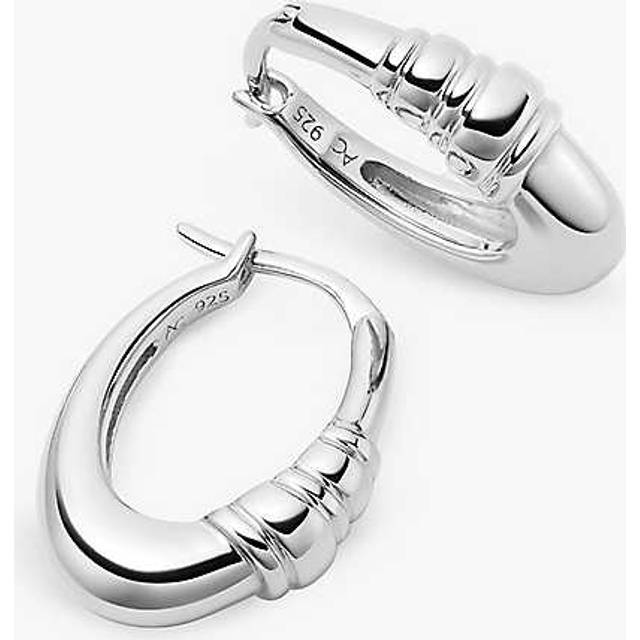 Silver Aurora Oval Hoop Earrings
