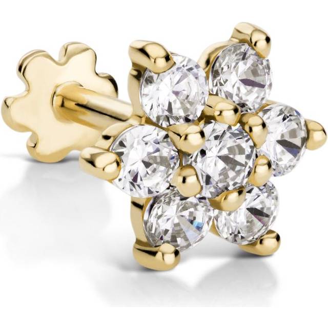 Maria Tash Yellow Gold Diamond Flower Threaded Stud Earring - 7mm