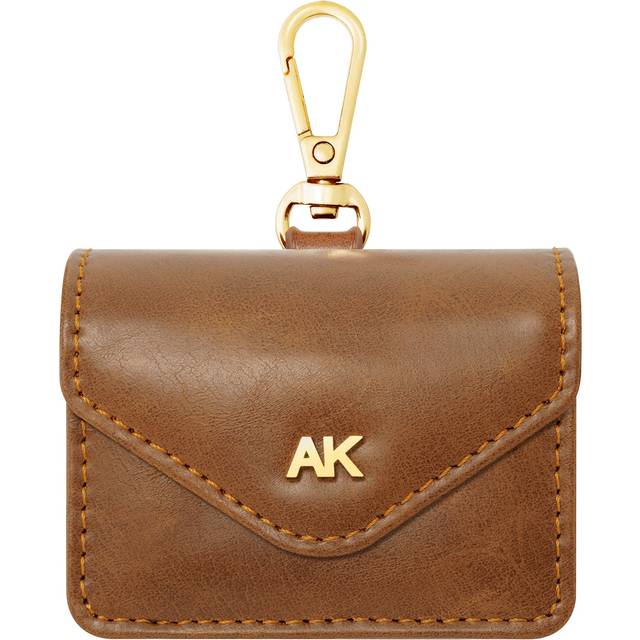 Anne Klein Women's Faux Leather Airpods Pro® Case with Spring Clip in Honey Brown/Gold-Tone