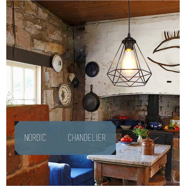 (3PCS)Ã200MM Pendant Light Black Vintage Hanging Light Retro Diamond Chandelier Height Adjustable Pendant Lamp for Living Room Dining Bar Office