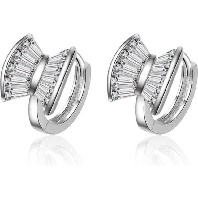 2PCS Copper Sparkling Single Square Stud Earrings Trendy for Women New Fashion Party Jewelry