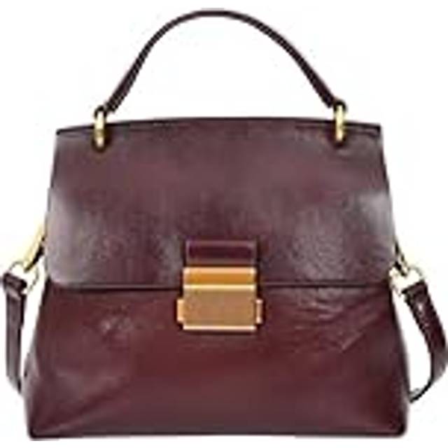 Womens Real Leather Handbag Small Evening Outgoing Fashion Tote Bag A776 Brown