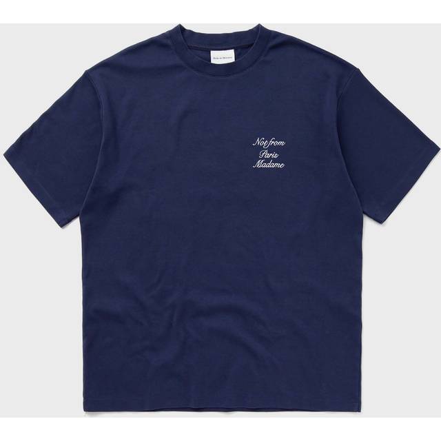 Drole de Monsieur, T-Shirts, male, Blue, L, Calligraphy Slogan T-shirt