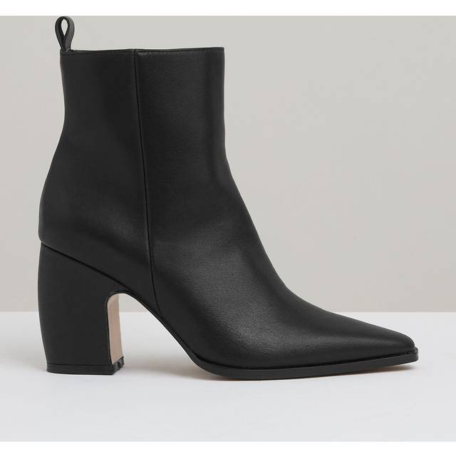 Reiss Amy Leather Pointed Ankle Boots, Black