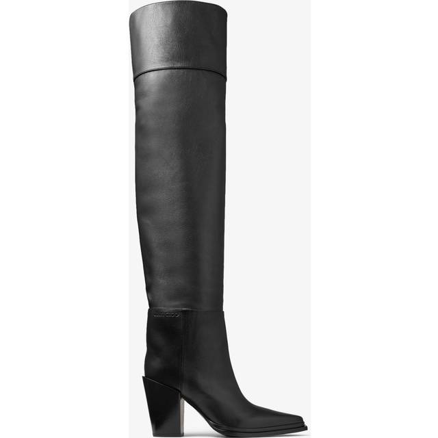 Jimmy Choo Cece 80 Leather Over-The-Knee Boots - Black - 36