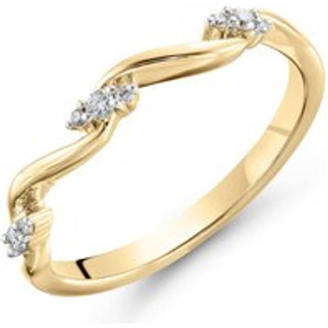 18ct Yellow Gold Twist Diamond 2mm Ladies Wedding Ring