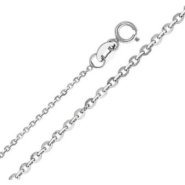 Jewelry 14k White Gold 1.2-mm Diamond Cut Rolo Chain Necklace (20 inch)