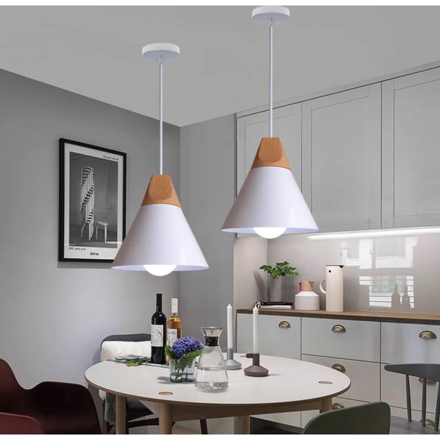(2PCS)-Modern Pendant Light White Nordic Pendant Light Retro Hanging Light Antique Hanging Lamp Minimalist Pendant Lamp E27 Bulb Indoor Pendant Light