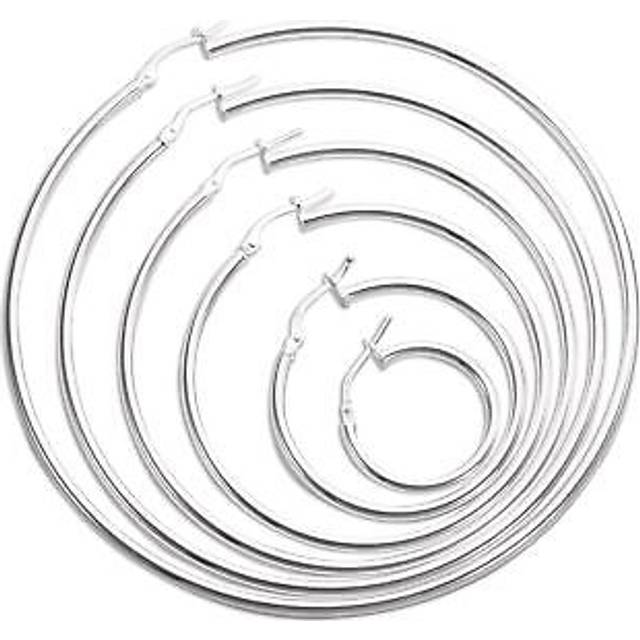 Pair Sterling Silver Plain Hoop 2mm Round Hoops / Sleepers / Earrings 15 - 65mm