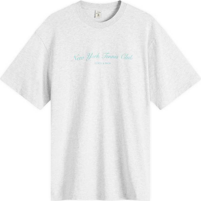 Sporty & Rich Womens Heather Gray New York Tennis Club Short-sleeve Cotton-blend T-shirt Xs - HEATHER GRAY