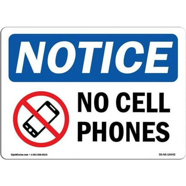 SignMission OS-NS-D-1218-L-16042 OSHA Notice Sign - No Cell Phones