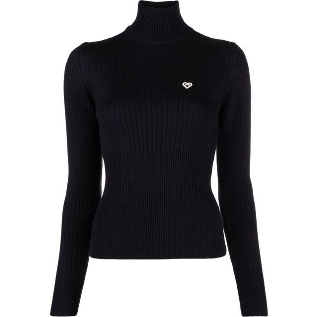 Casablanca - logo-plaque ribbed jumper - women - Wool - M - Black
