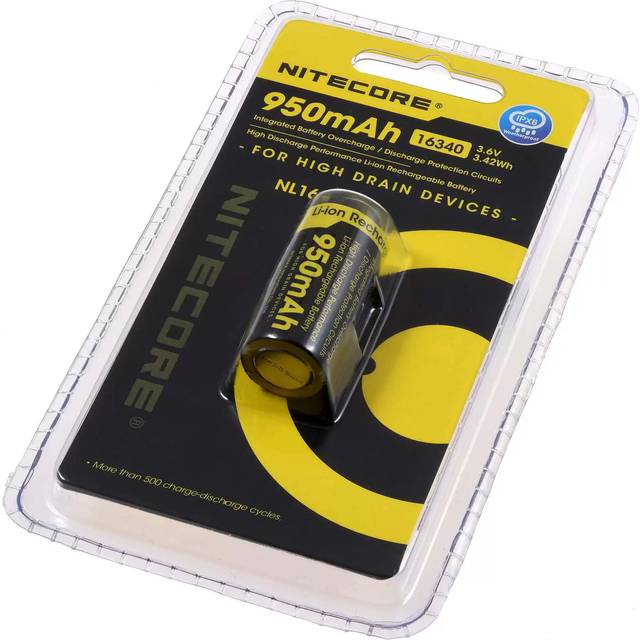 Nitecore NL169 Li-ion 950mah Laddningsbart 16340-batteri
