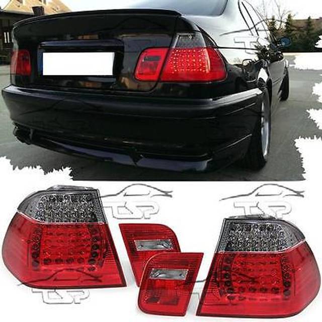 Rear led tail lights red-smoke for bmw e46 01-05 series 3 saloon lamp