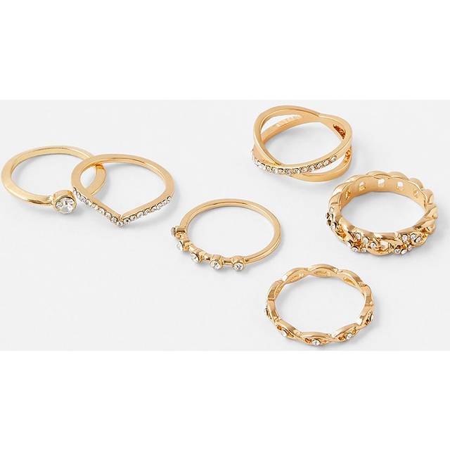 Accessorize Pave Stacking Set of 6 Rings - Gold