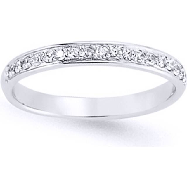 (M) Jewelco London Ladies Rhodium Plated Sterling Silver Cubic Zirconia Pave Channel Style Eternity Ring