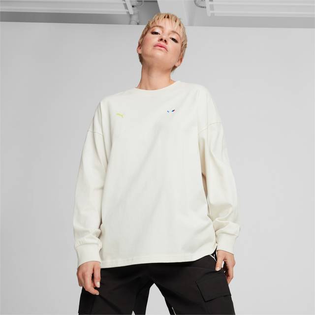 Puma Womens BMW M Motorsport Long Sleeve Graphic T-shirt - Ecru - Size X-Small