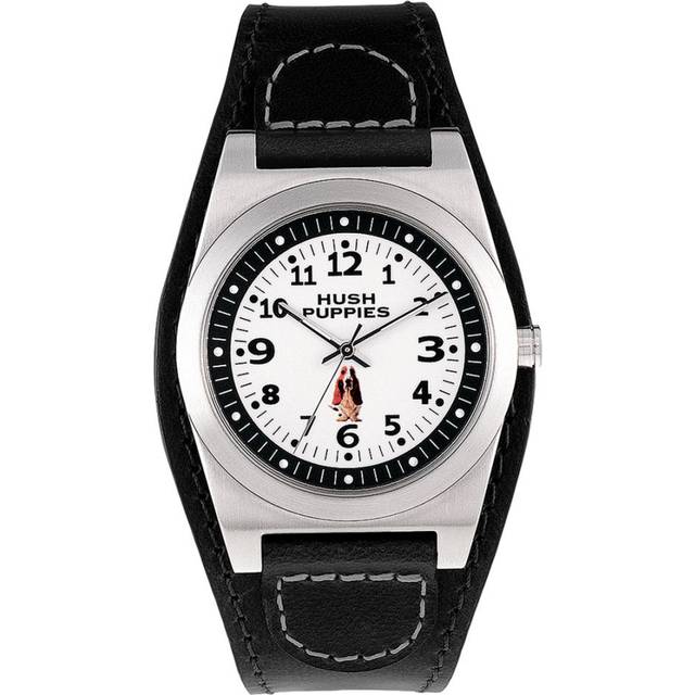 Hush Puppies : Mens White Watch.. - Black Leather - One Size